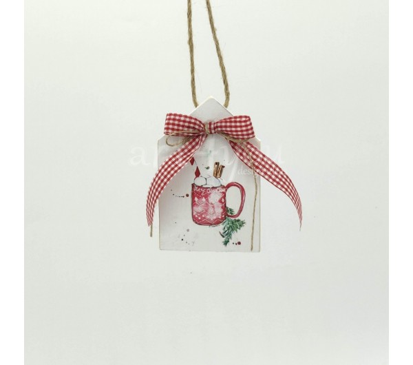 Χριστουγεννιάτικο στολίδι ξύλινο σπιτάκι