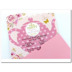 Προσκλητήριο Βάπτισης Τσαγιέρα Tea Party