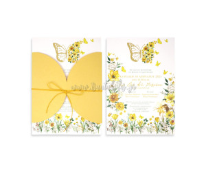 Προσκλητήριο βάπτισης Πεταλούδα και Λουλούδια