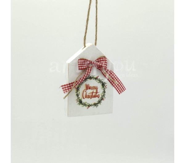 Χριστουγεννιάτικο στολίδι ξύλινο σπιτάκι