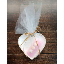 Μπομπονιέρα βάπτισης κεραμικό πιατάκι καρδιά