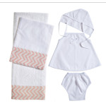 Σετ Λαδόπανο Βάπτισης Chevron ροζ