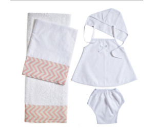 Σετ Λαδόπανο Βάπτισης Chevron ροζ