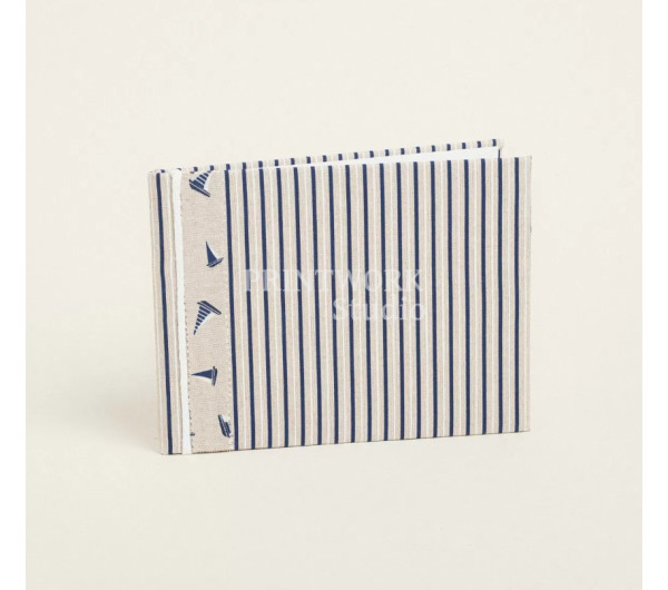 Ευχολόγιο υφασμάτινο ριγέ μπλε καραβάκι