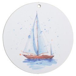 Ξύλινο Διακοσμητικό εκτυπωμένο Καραβάκι 22εκ.