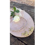 Οβάλ γαμήλιος δίσκος, ξύλινος με υγρό γυαλί και φύλλα χρυσού dusty pink