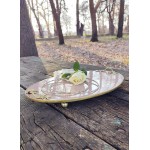 Οβάλ γαμήλιος δίσκος, ξύλινος με υγρό γυαλί και φύλλα χρυσού dusty pink