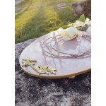 Οβάλ γαμήλιος δίσκος, ξύλινος με υγρό γυαλί και φύλλα χρυσού dusty pink