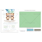 Προσκλητήριο βάπτισης για δίδυμα αρκουδάκια