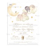 Προσκλητήριο βάπτισης για δίδυμα με θέμα Sleeping Babies