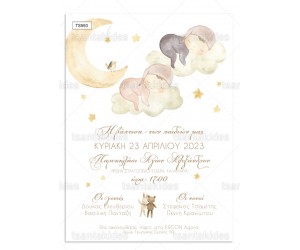 Προσκλητήριο βάπτισης για δίδυμα με θέμα Sleeping Babies