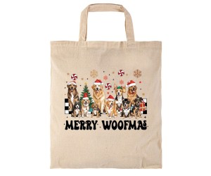 Πάνινη τσάντα με μακρύ χερούλι "Merry Woofmas"