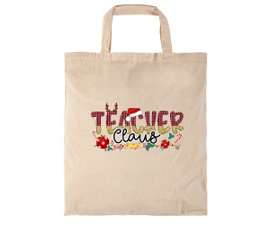 Πάνινη τσάντα με κοντό χερούλι "Teacher Claus"