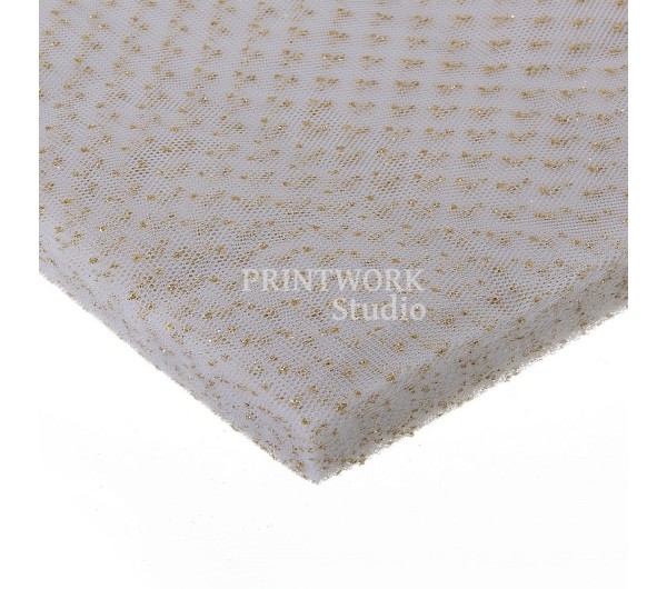 Τούλι Γαλλικό Γκλίτερ Λευκό / Χρυσό 14χ14