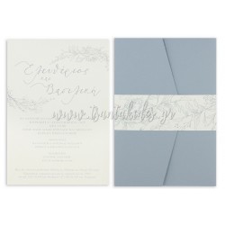 Προσκλητήριο γάμου σε dusty blue minimal γραμμικό 
