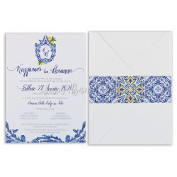 Προσκλητήριο γάμου blue porcelain design