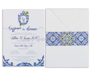 Προσκλητήριο γάμου blue porcelain design