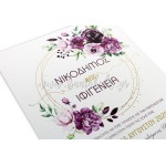 Προσκλητήριο γάμου με μοβ floral 