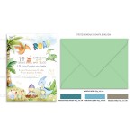 Προσκλητήριο βάπτισης για αγόρι με θέμα Cute Dinosaurs