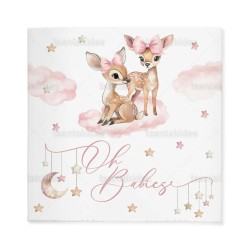 Προσκλητήριο Βάπτισης για δίδυμα Twins Deer