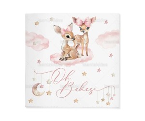 Προσκλητήριο Βάπτισης για δίδυμα Twins Deer