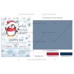 Χριστουγεννιάτικο προσκλητήριο βάπτισης Penguin Cute Winter