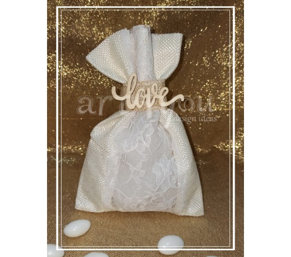 Μπομπονιέρα γάμου πουγκί Love