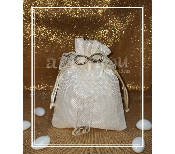 Μπομπονιέρα γάμου πουγκί Infinity Love