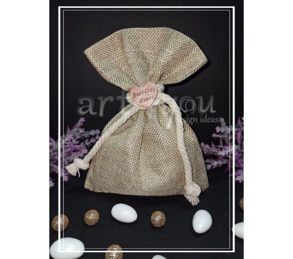 Μπομπονιέρα γάμου πουγκί Best Day Ever