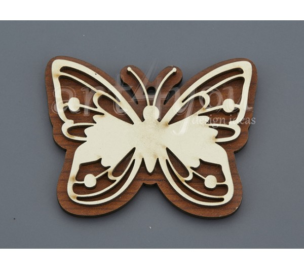 Ξύλινη Πεταλούδα - Μαγνητάκι