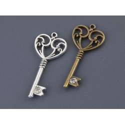 Διακοσμητικό Κλειδί με στρασάκι, μεταλλικό