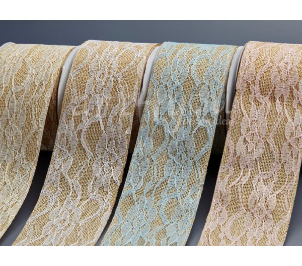 Κορδέλα καμβά με δαντέλα 6.5εκ.