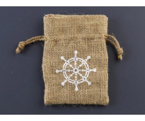 Πουγκί λινάτσα με τύπωμα Ναυτικό Τιμόνι 