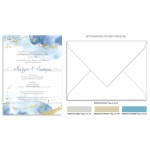 Προσκλητήριο γάμου μπλε & χρυσαφί λεπτομέρειες