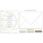 Προσκλητήριο γάμου με γραμμικό σχεδιασμό και background σε στυλ μάρμαρου.