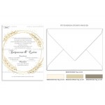 Προσκλητήριο γάμου στεφανάκι σε χρυσαφί αποχρώσεις
