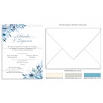 Προσκλητήριο γάμου με  floral σχεδιασμό σε γαλάζιους pastel χρωματισμούς.