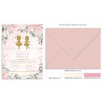 Προσκλητήριο βάπτισης για δίδυμα μπαλαρίνα.