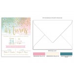 Προσκλητήριο βάπτισης για δίδυμα σε pastel watercolor χρωματισμούς