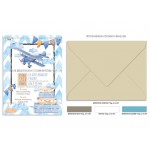 Προσκλητήριο βάπτισηςμε θέμα travel και αεροπλανάκι.