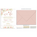 Προσκλητήριο γάμου με dusty pink floral σχεδιασμό