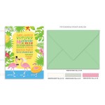 Προσκλητήριο γάμου – βάπτισης με θέμα Flamingo Summer Story