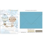 Προσκλητήριο βάπτισης για δίδυμα Baby Boys Hot Air Balloon