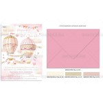 Προσκλητήριο βάπτισης για δίδυμα Baby Girls Hot Air Balloon