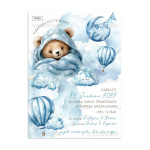 Προσκλητήριο βάπτισης Teddy Bear touch the sky