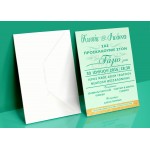 Προσκλητήριο Γάμου σε χρώμα μέντα με χρυσό