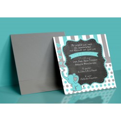 Προσκλητήριο Βάπτισης ελεφαντάκι