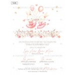 Προσκλητήριο βάπτισης για δίδυμα με θέμα Ballarinas Bunnies