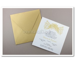 Προσκλητήριο Γάμου με χρυσό μεταλλιζέ φάκελο 