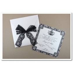 Προσκλητήριο Γάμου Vintage με μαύρη δαντέλα